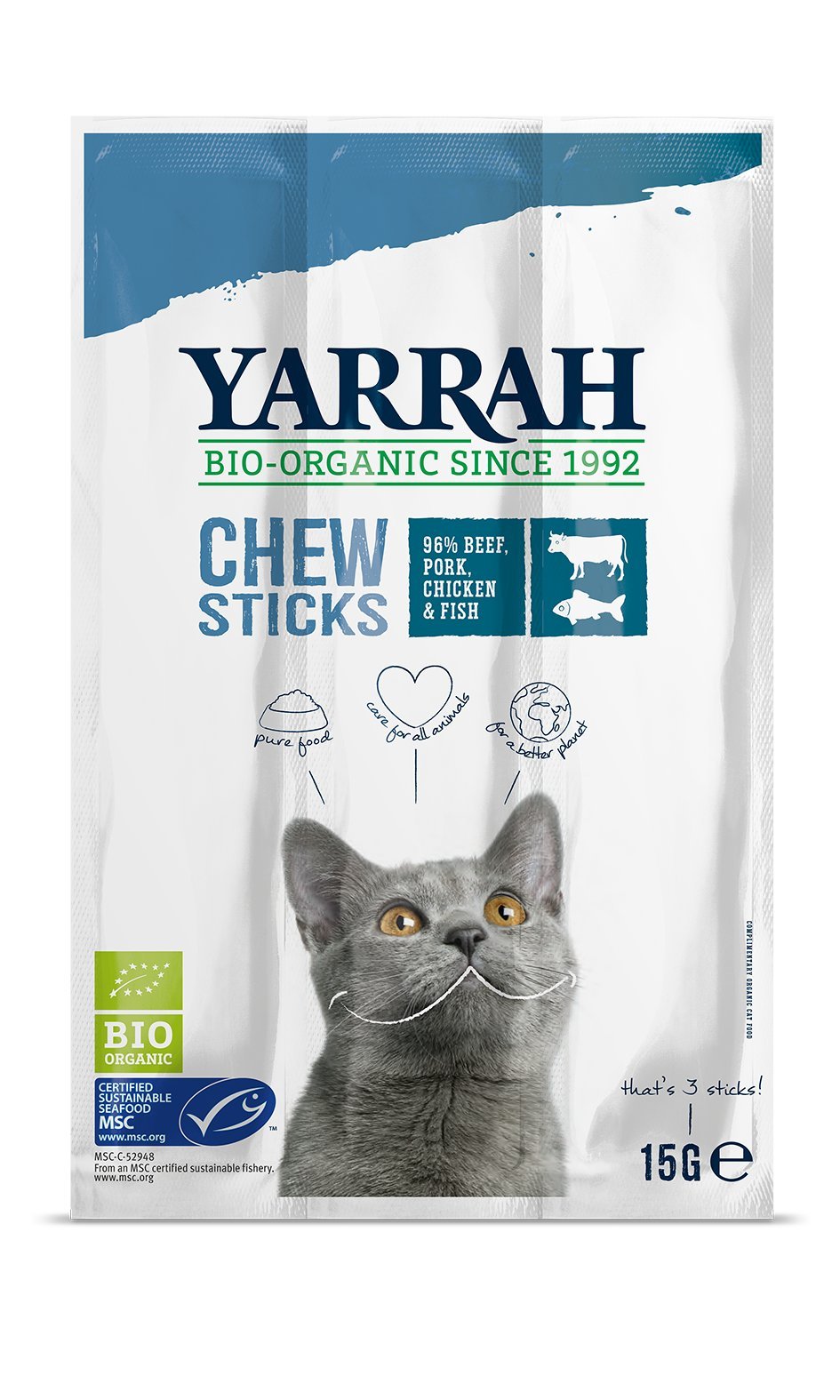 Yarrah | Chewsticks With Seaweed & Spirulina For Cats | 9 x 15g