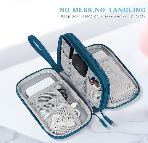 Miniatura 5 de Colacoo Organizador electrónico, bolsa organizadora de cables de viaje, portátil, impermeable, de doble capa, accesorios electrónicos, bolsa de