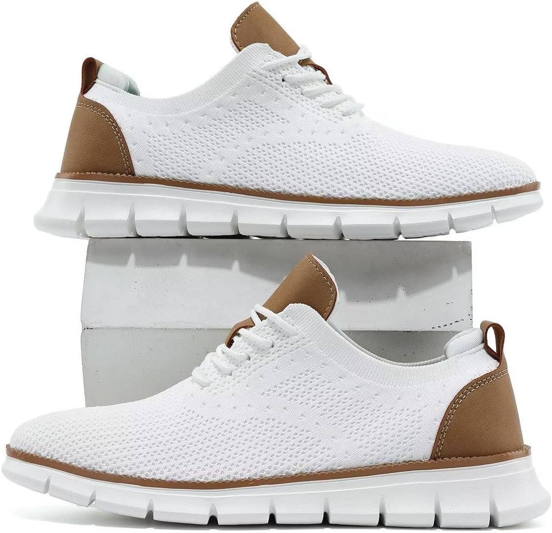 Kundork Men's Casual Dress Shoes Comfort Walking Shoes Mesh Knit Lightweight Breathable Sneakers - Image 7