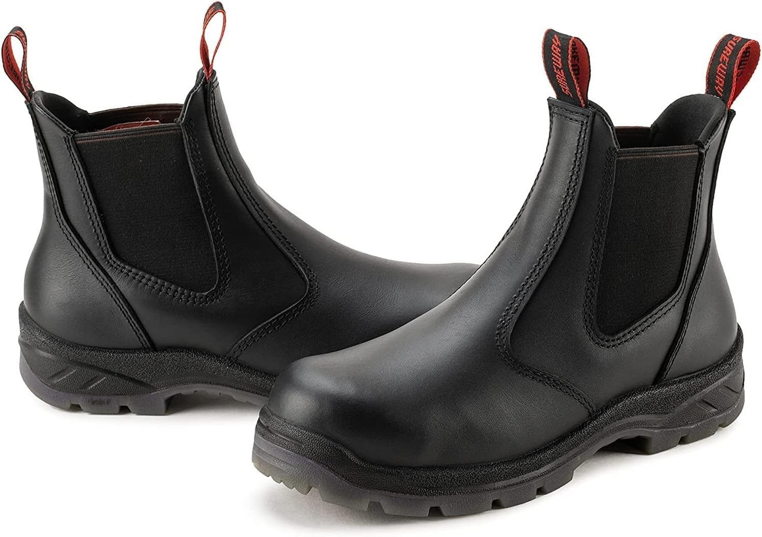 SUREWAY Men's Slip-On Work Boots for Men,Full Grain Leather,Anti-Static,Water/Slip Resistant,Fire Station Mechanic Industrial Construction Safety Boots/Shoes for Men - Image 7