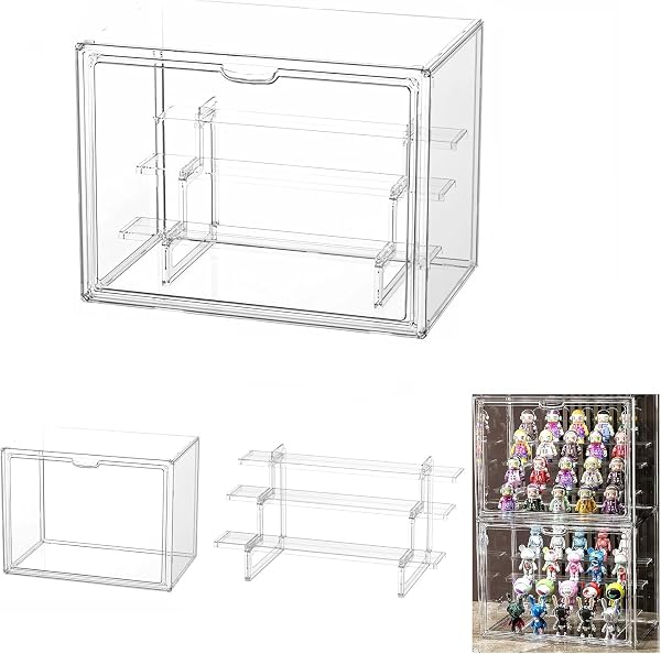Vitrine pour Collection, Boîte de Présentation en Acrylique Transparent à 3 Niveaux pour Figurines Pop, Funko Pop, Mini Figurines, Objets de Collection, DIY (36×23×27cm) - 1