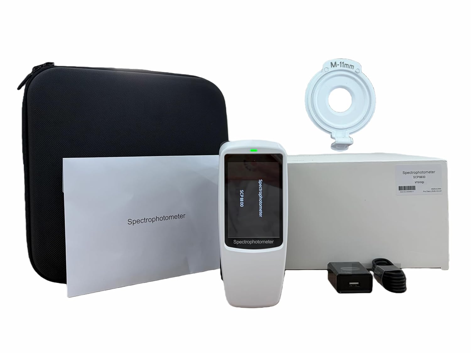 Color Spectrophotometer Colorimeter Lab Spectrophotometers with Φ8mm Φ11mm Measuring Diameter Repeatability ΔE*ab≤ 0.04 Display Accuracy 0.01 Measurement Structure D/8 SCI