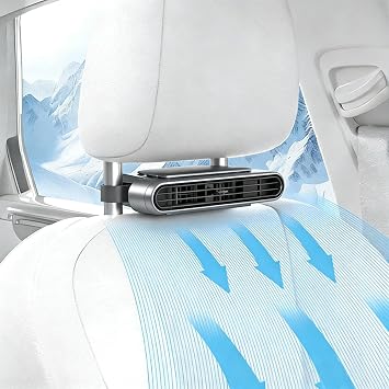 Car Fan Cooling Airflow for Driver and Passengers Seat,3-speed Quiet USB Backseat Fan for Back Cooling & Baby Rear Facing,Quiet Headrest Neck Fans Accessories for All Cars Vehicle RV Truck B