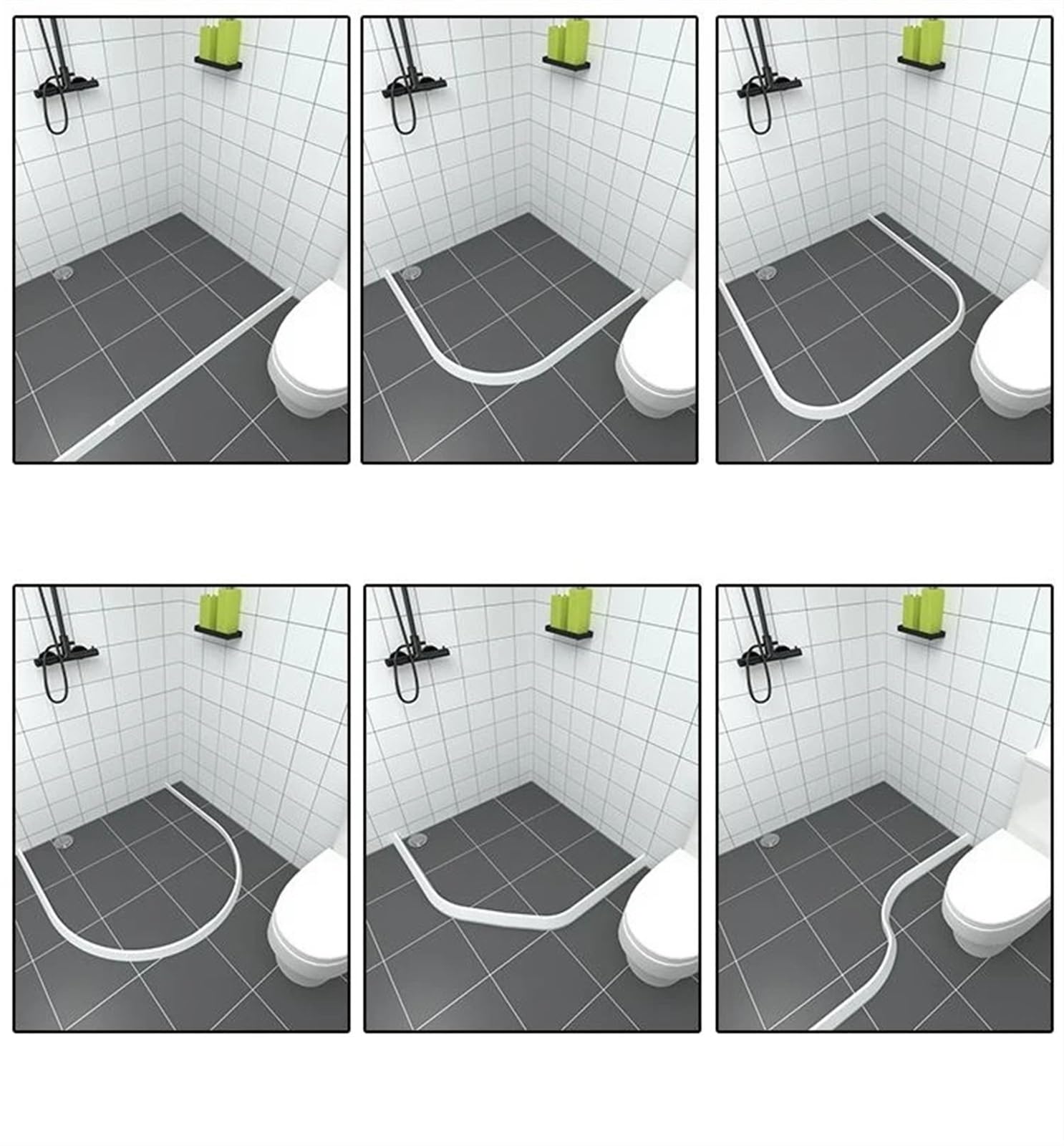 Schwallschutzleiste Dusche Badezimmer-Wasserstopper, Wassertrennwand, Trocken- und Nasstrennung, Hochwassersperre, Gummidamm, Silikon-Wasserblocker, rutscht Nicht für Badewanne(150cm)