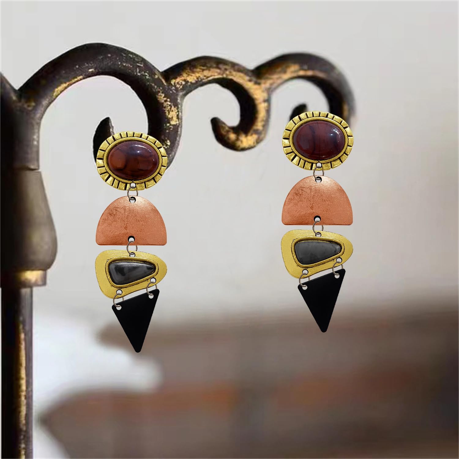 Bohemian Handmade Geometry Crystal Lightweight Long Dangle Drop Earrings National Style Exaggeration Gothic Sunflower Stone Stud Earrings For Women Jewelry Gift - Image 6