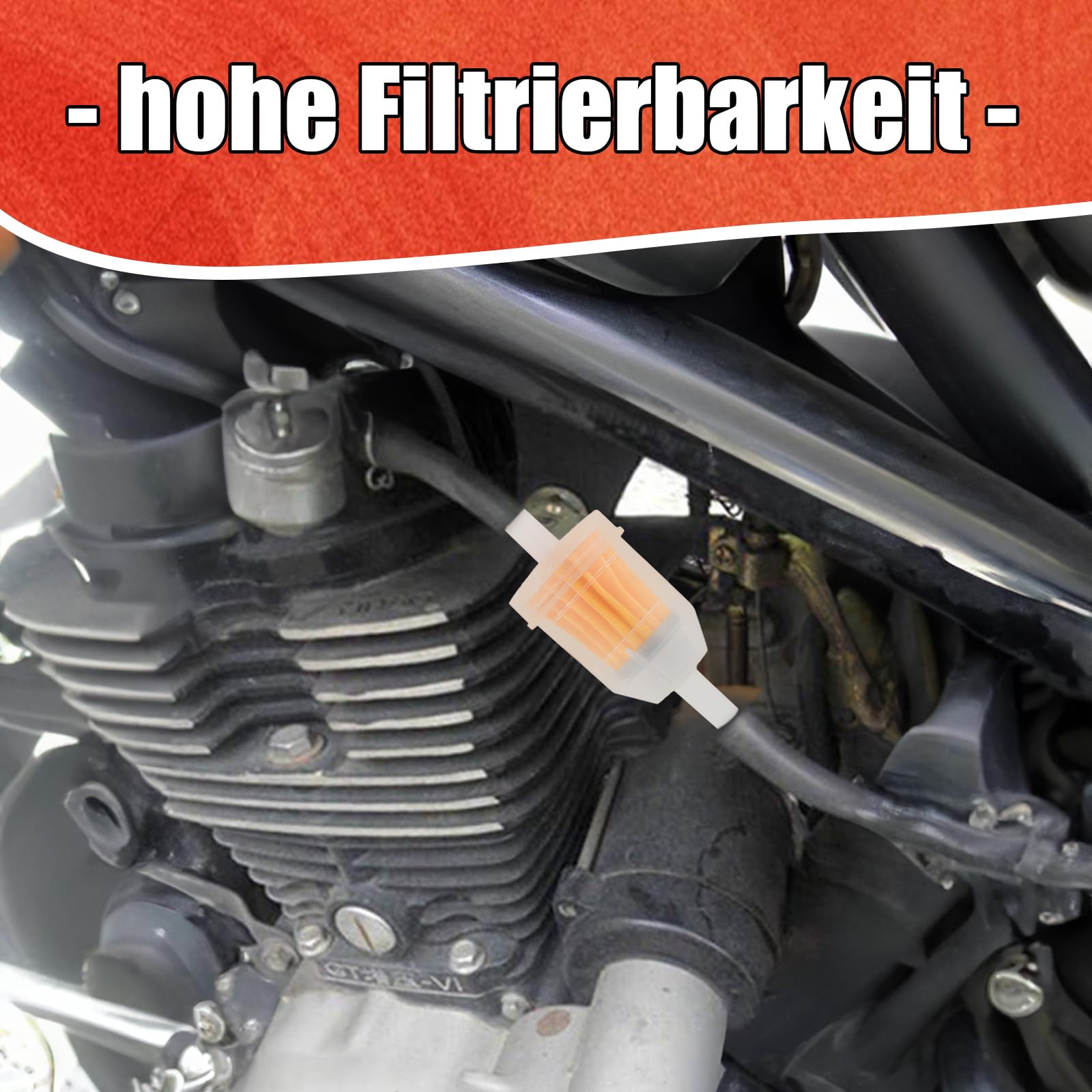 JASFLY Brandstoffilter, 10 stuks, diesel, benzinefilter, 8 mm/6 mm, benzinefilter, bromfiets met 10 slangklemmen voor grasmaaier, auto, motorfiets, scooter, diesel, bromfiets