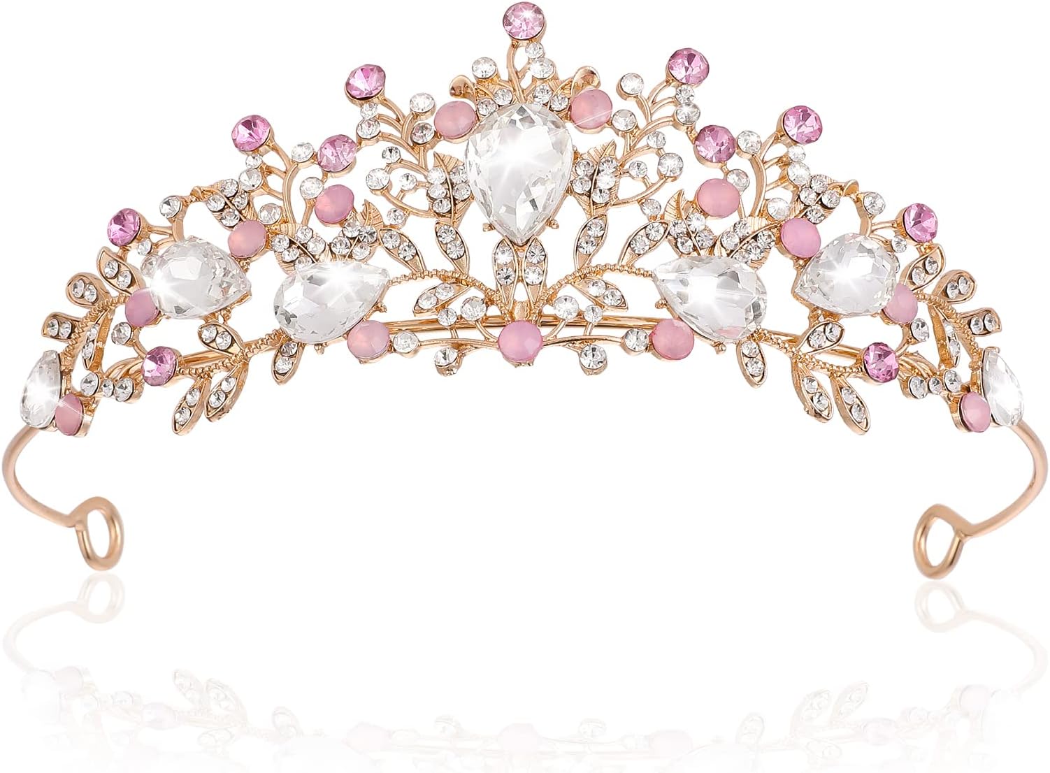 Princess Tiaras for Girls, Rhinestones Crystal Tiara Princess Crown, Pink Tiara Headband Hair Accessories Birthday Party Gifts for Women and Girls Party