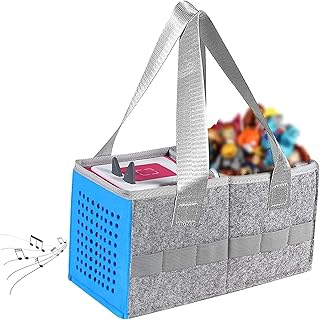 YWL Tonie Box Carrying Case, Felt Carrying Case for Toniebox Starter Set, Tonies Bag for Toys, Tonies Carrying Case, Holds 30-40 Tonies Figures Characters, Organizer Case with Handle (Blue)