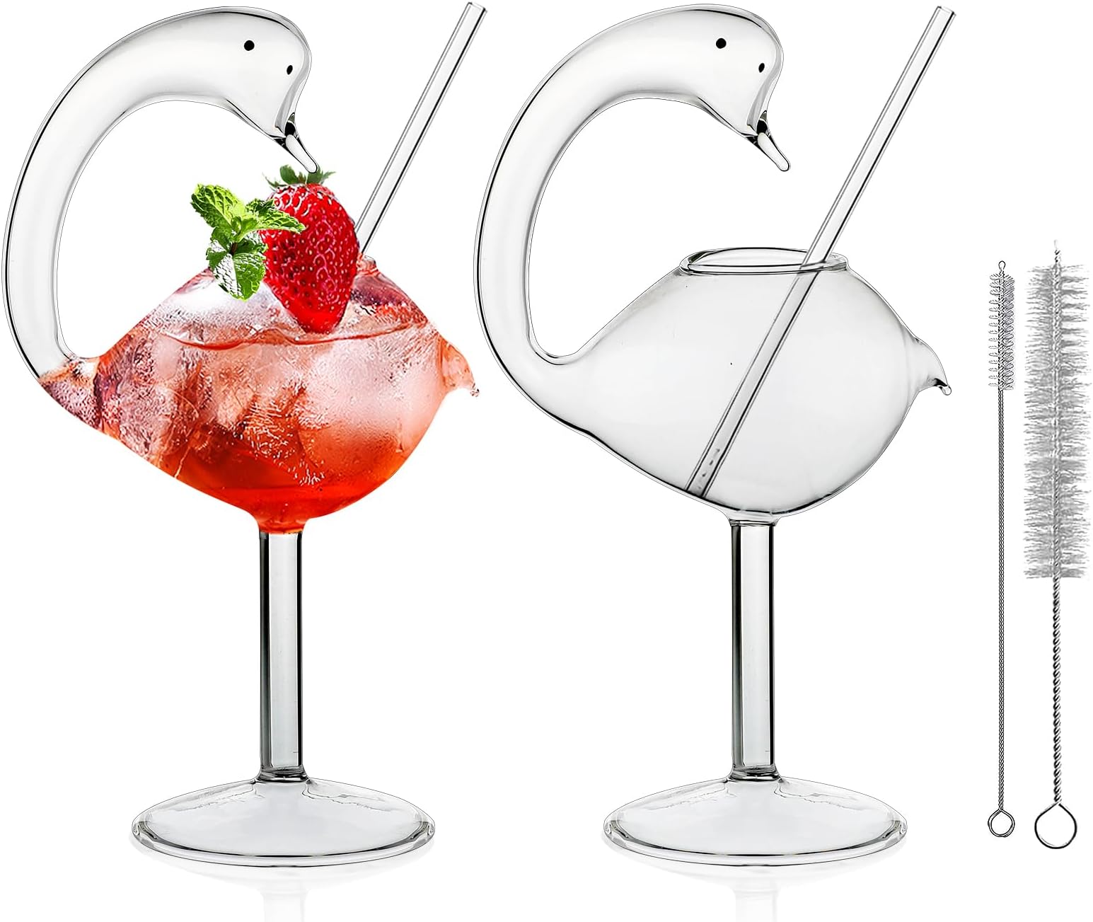 [Gift Set]-Swan Cocktail Glass 6 oz Creative Drinking Glasses Unique Wine Glasses Set of 2 Margarita Glass Martini Glasses Suitable for Cocktail, Wine, Martini, Tequila