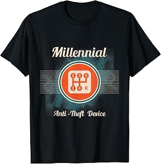 Automotive Millennial Gear Shift, Anti Theft Vehicle T-Shirt