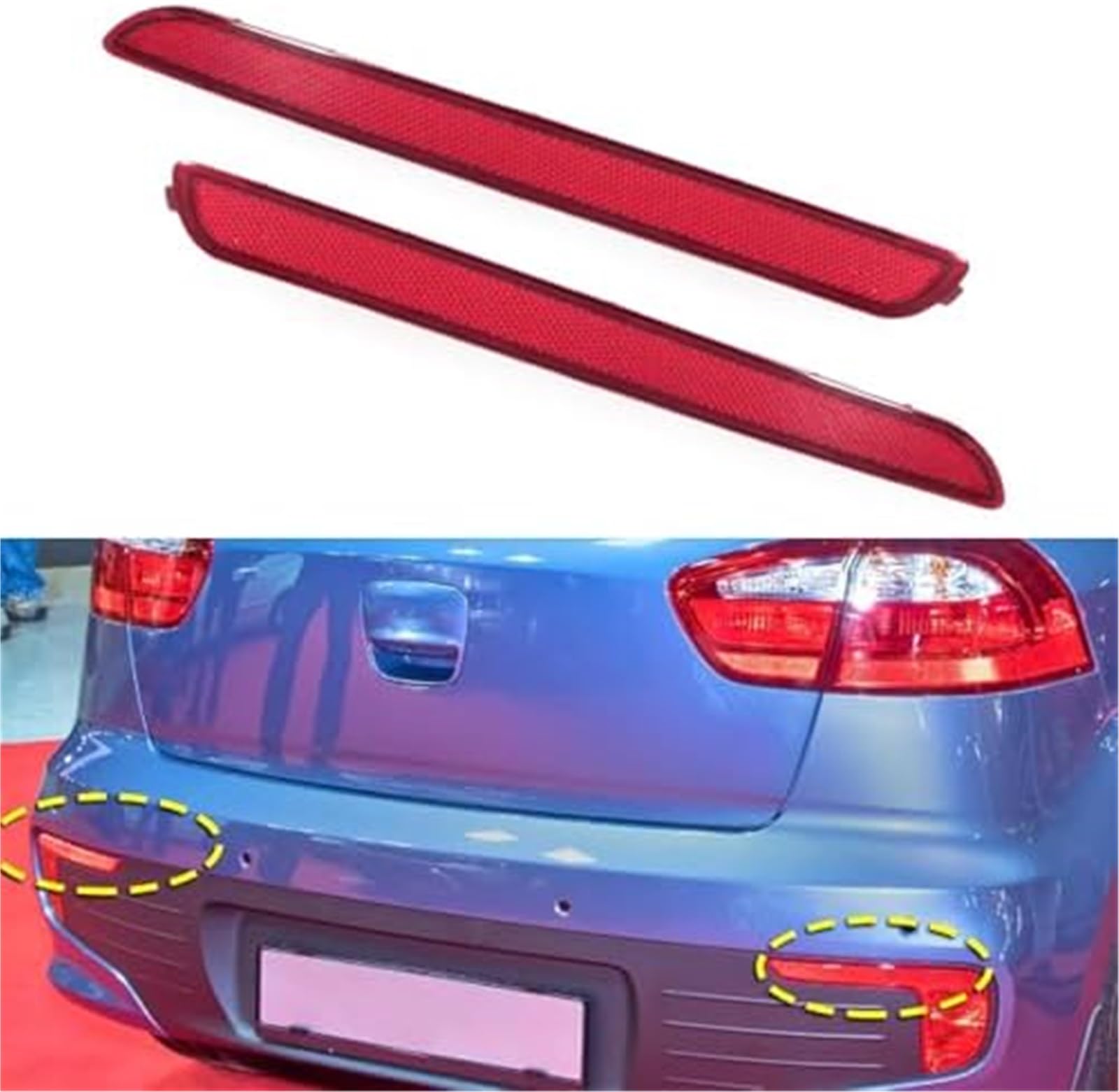 Odblask tylnego zderzaka, 1 para odblaskowych lamp obrysowych tylnego zderzaka, do Kia, Rio Sedan 4-drzwiowy, czerwony 924051W000 924061W000 Odblask ostrzegawczy zderzaka samochodowego