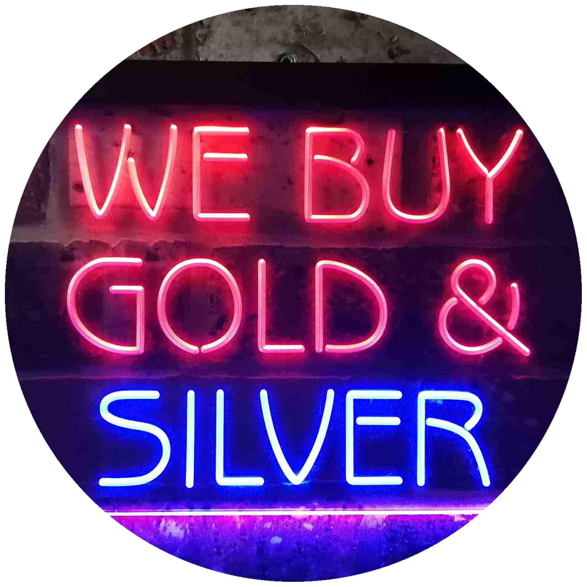 Advpro Blue & Red We Buy Gold Silver Shop Dual Color Led Neon Sign 600 X 400Mm St6s64-I3508-Br