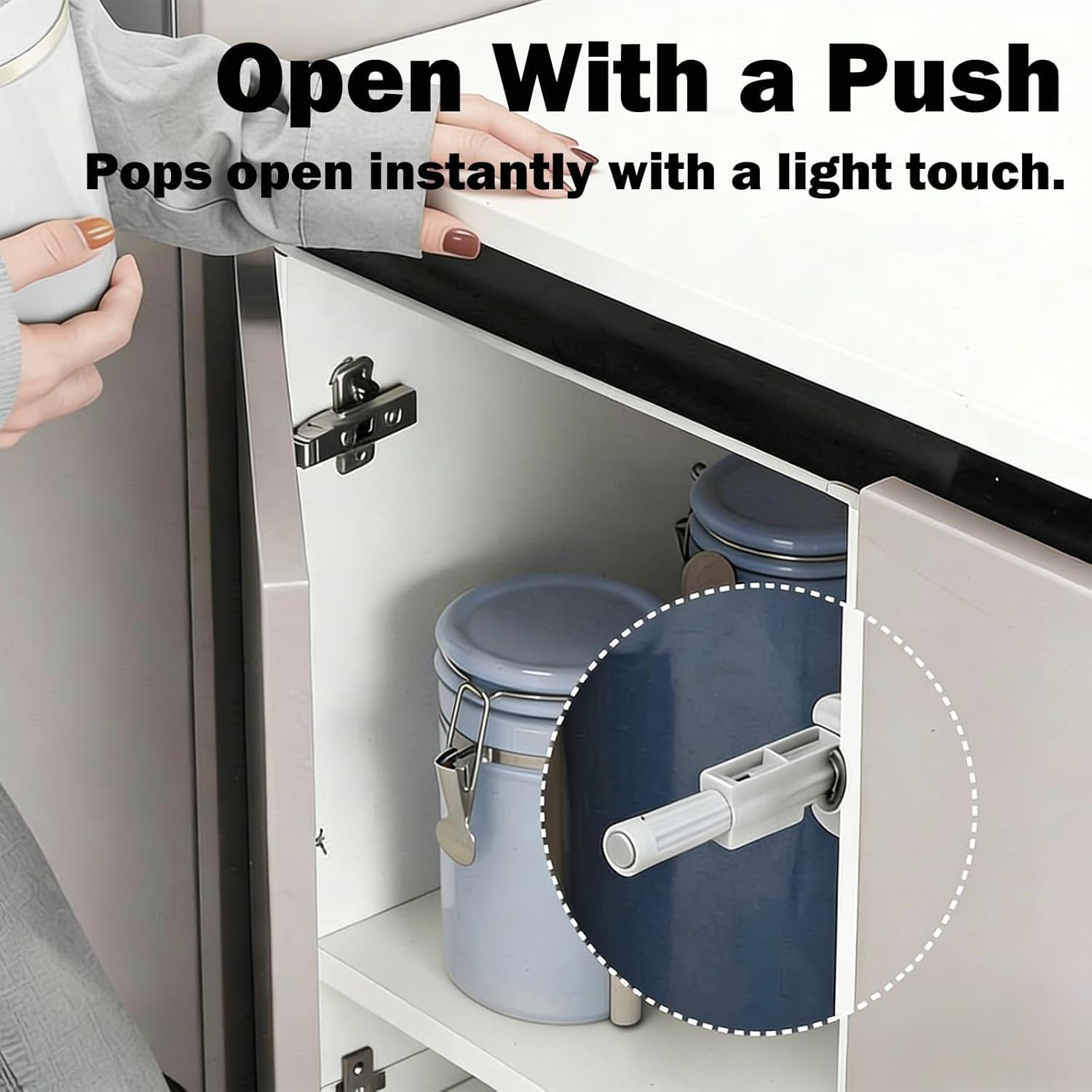 12 Pack Push to Open Door Locks Aluminium Alloy Cabinet Door Lock for Cupboard Door Lock for Kitchen Cupboard Wardrobe Drawer Storage Cabinet