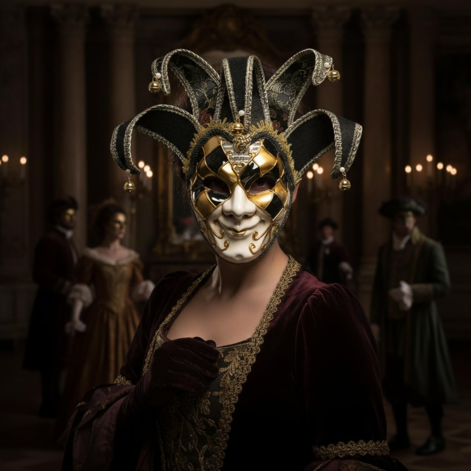 Maschera Veneziana Drammatico Maschera da Giullare Popolare Decorazione per Carnevale