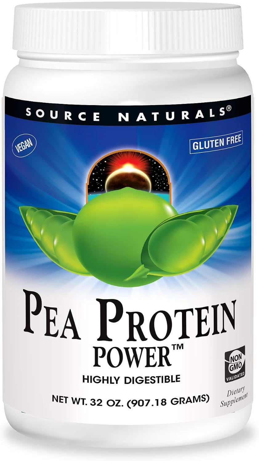 Source Naturals Pea Protein Power Plant-Based Protein Powder - Easy To Digest, Bioavailable, Non-Dairy, Vegan, Non-GMO, Gluten Free, Sugar Free, Unflavored - 32oz