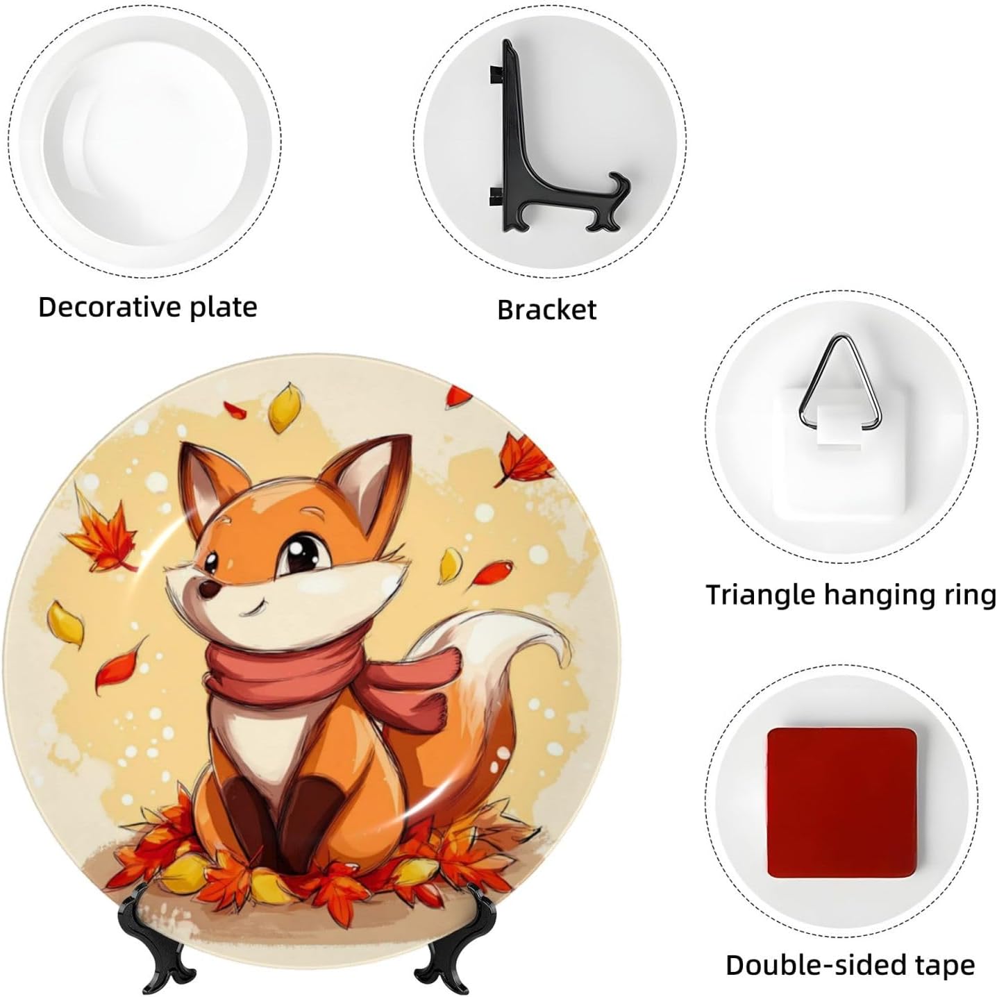 Decorative Plate Art Crafts Bone China Decorative Plate with Display Rack Souvenir Wall Decor Ceramic Ornaments Dinner Plates Ceramic Decoratives Plates for Home Office 10in