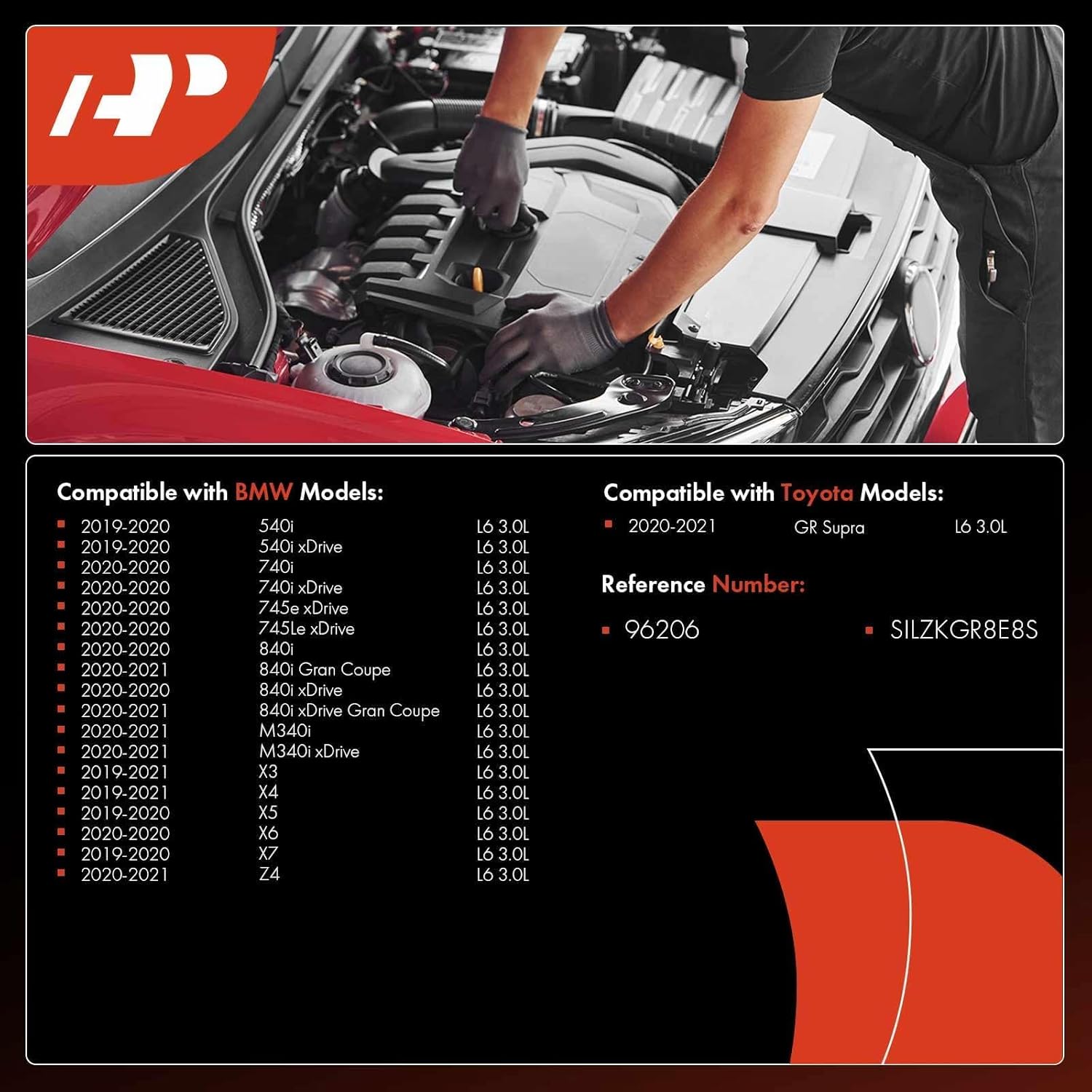 A-Premium Iridium Platinum Spark Plugs Compatible with BMW X5, 540i xDrive, X3, 740i xDrive G11, 745Le xDrive G11, X6, X7, X4, Z4, 840i xDrive Gran Coupe G15 & Toyota GR Supra, 3.0L, Pack of 6