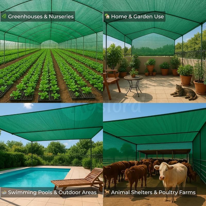 Image of Green Shade Ne.t 90% UV Block | Multipurpose Garden & Balcony Ne.t | Portable Greenhouse Protection Ne.t | Weather Resistant | Green (Pack of 1) UWC-TARP-90-8X10
