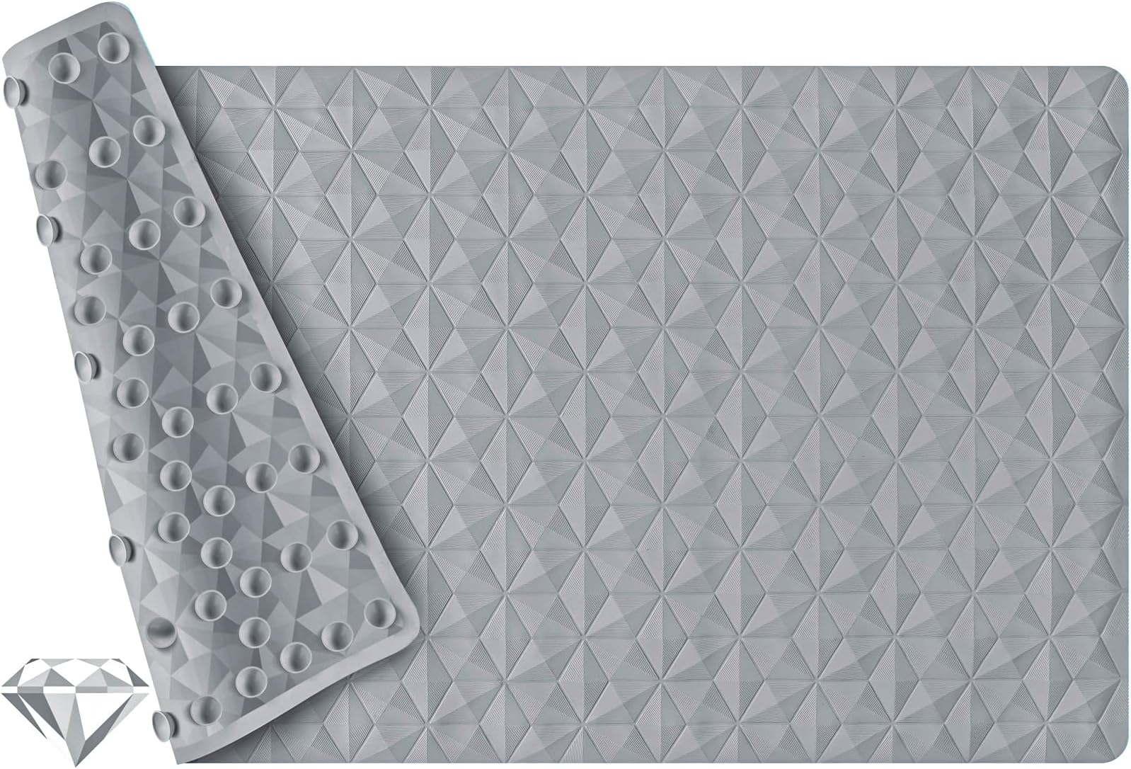 WRISIN Non Slip Bathtub Mat for Bath Tub Shower - Natural Rubber Mat with 241 Suction Cups - Soft Bathroom Safety Mat - Unique Diamond Pattern - Fatigue Relief - Machine Washable - 16 × 28 Inch