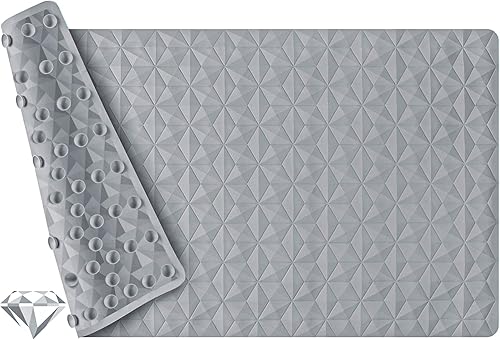 Miniatura 10 de WRISIN Tapete antideslizante para bañera y ducha, tapete de goma natural con 241 ventosas, tapete de seguridad suave para baño, patrón único de