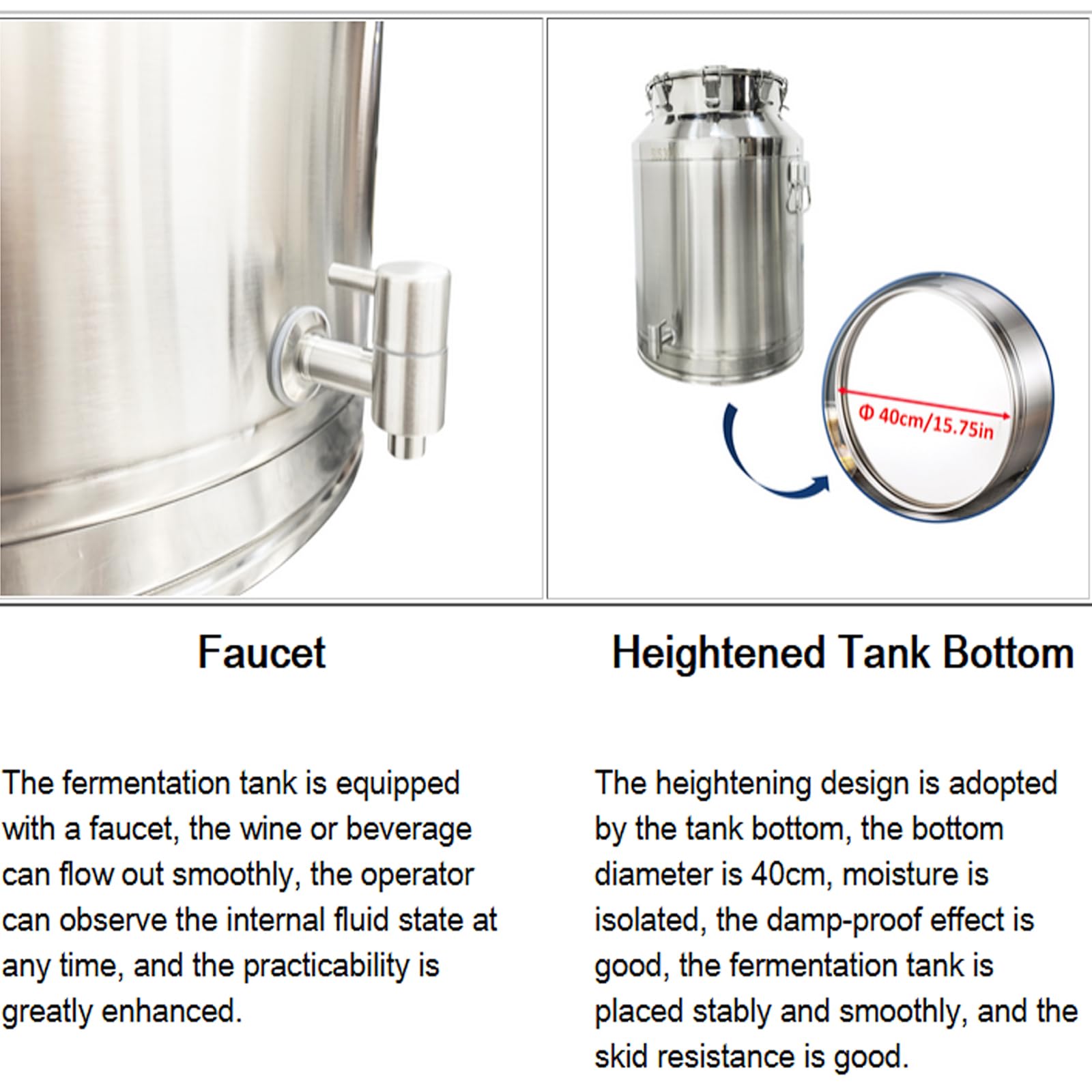 INTBUYING Weingärtank aus 304 Edelstahl, 4,5 l Wein Bier Fermenter Lagertank mit Abgasrohrdichtung Verschluss Verschluss für Bier, Wein, Joghurt, Milch, Saft