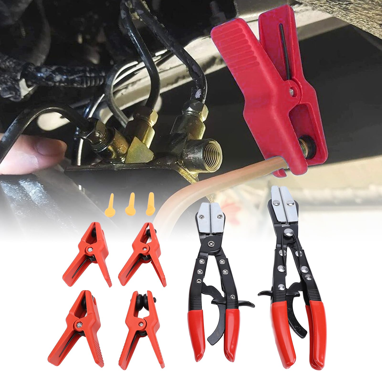 Alicates para manguera, alicates de metal para pellizco de manguera, juego de herramientas de abrazadera para mangueras de refrigerante de de radiador de coche