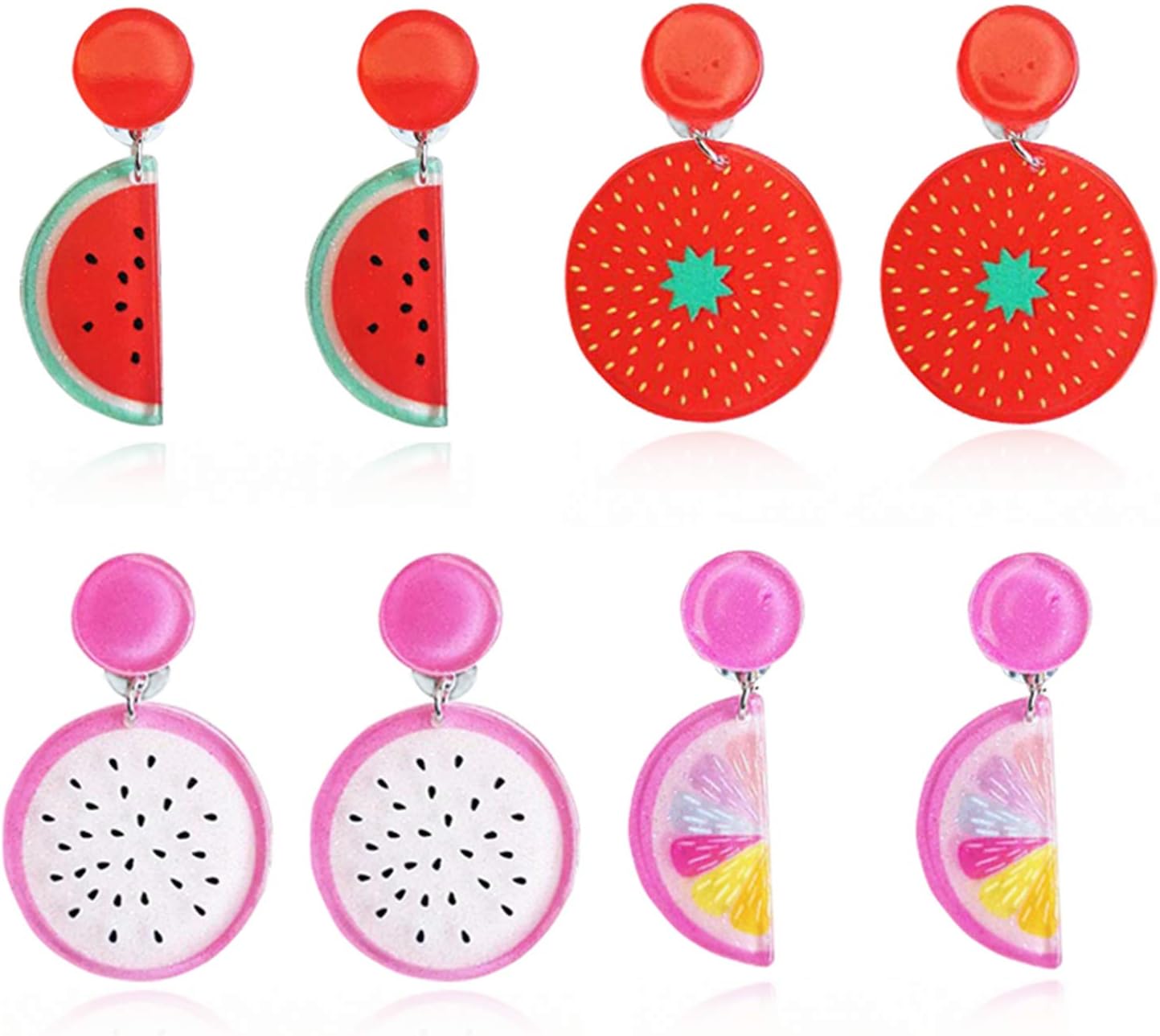 ZRosse 4 Pairs Fashion Creative Lifelike Fruit Earrings for Women Girls