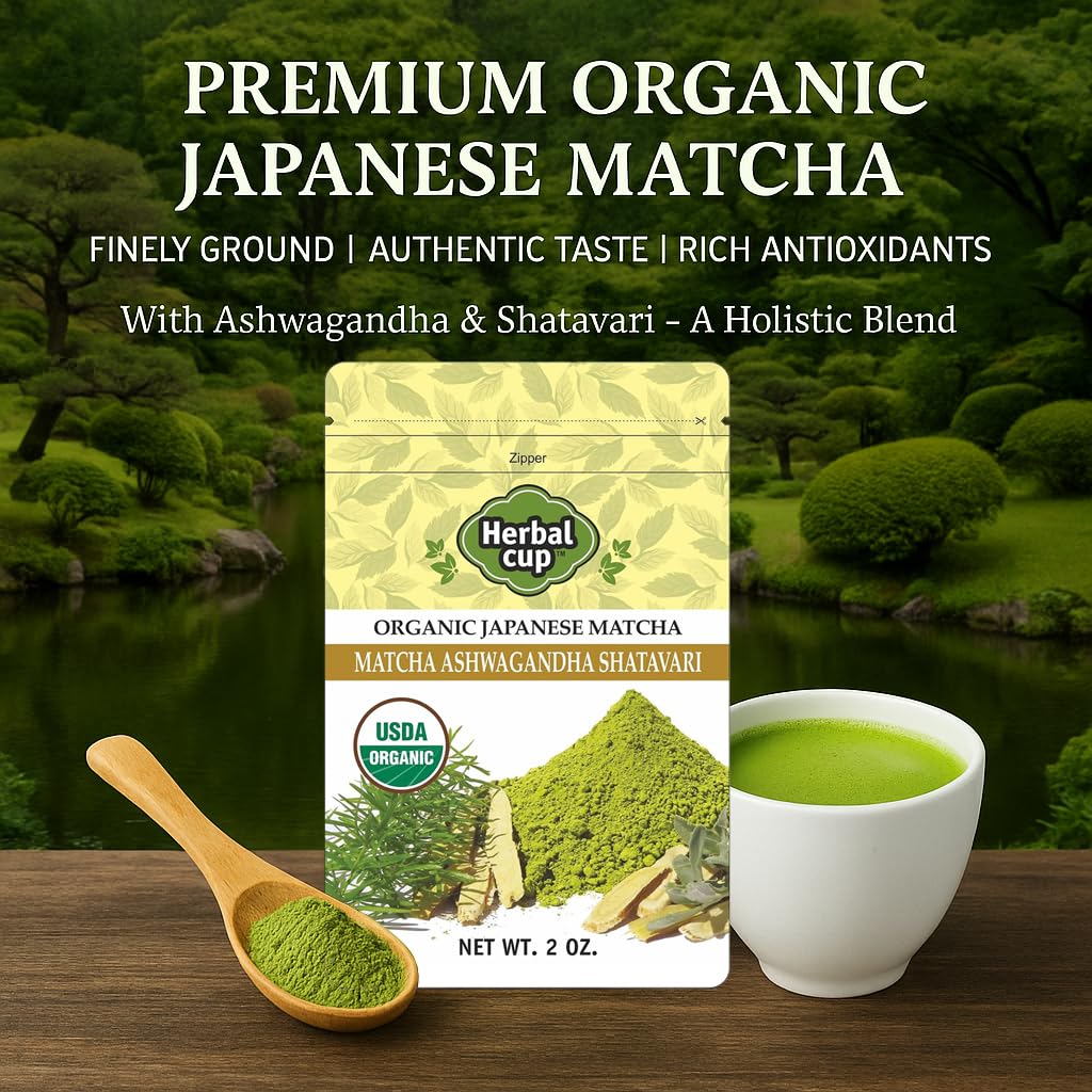 Herbal Cup Tea Organic Japanese Matcha Ashwagandha Shatavari 2oz — view 3