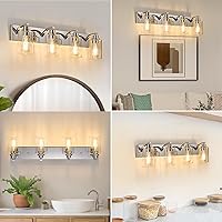 Vista 4 de 4-Light Bathroom Light Fixtures Modern Chrome Vanity Lights for Bathroom Lighting Fixtures Over Mirror with Clear Glass Shade for Cabinet Mirror