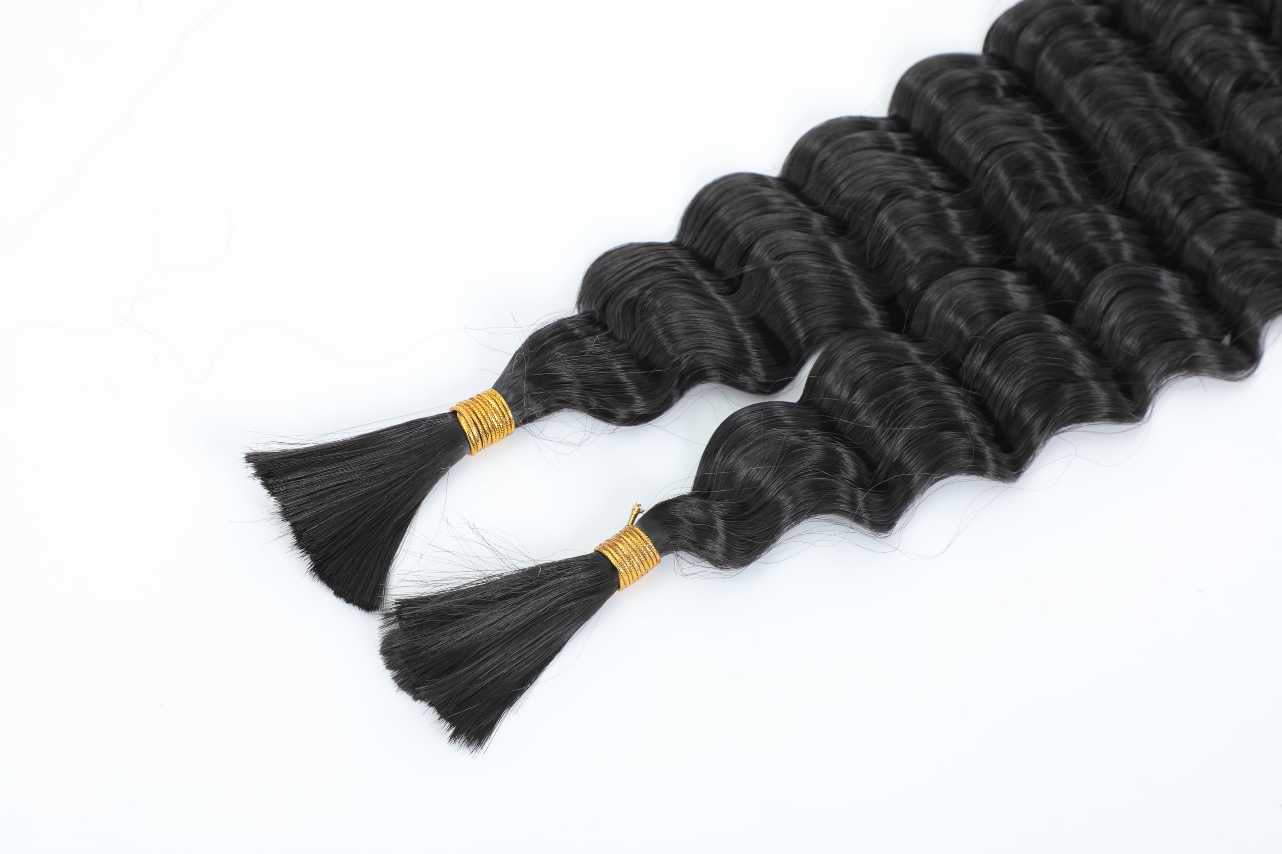 TAOYEMY Deep Wave Bulk Braiding Hair 100g*3pc (1 Pack-2 Bundles) No Weft Boho Braids Wet and Wavy Synthetic Hair Extension (1B - Image 4