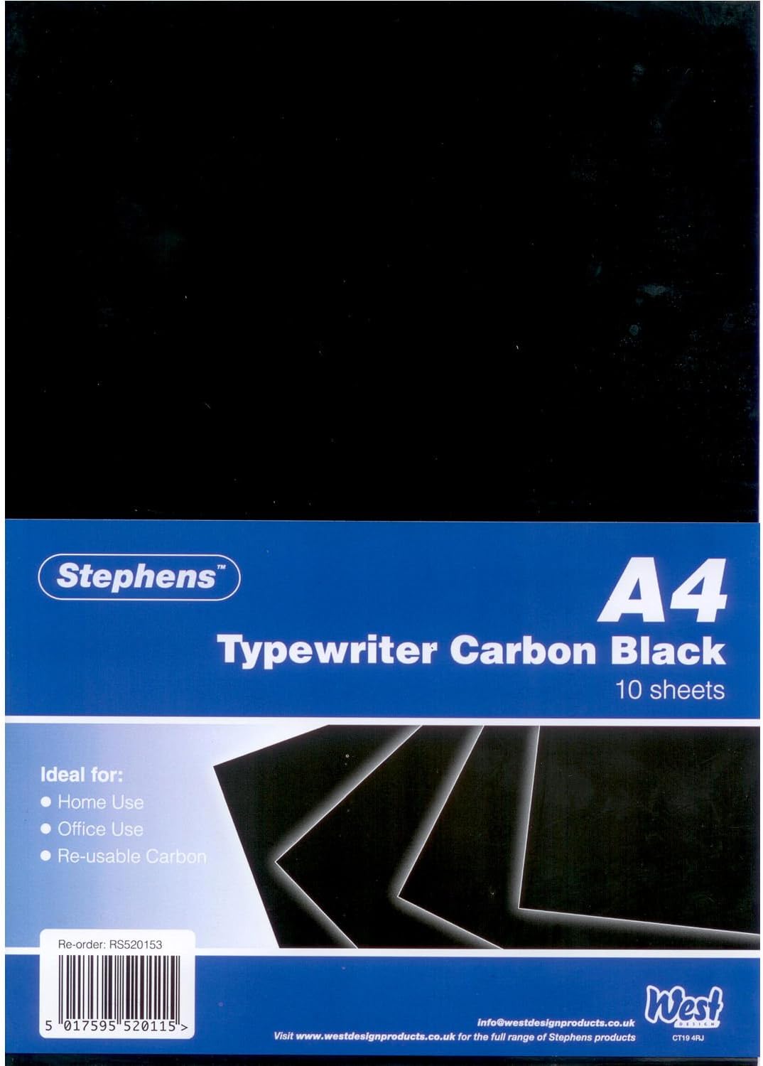 Stephens Special Quality Typewriter Carbon Paper Black A4 10 Sheets For Tracing, Making A Print, Transfer Or Copy, Ideal For Classroom, Home And Office