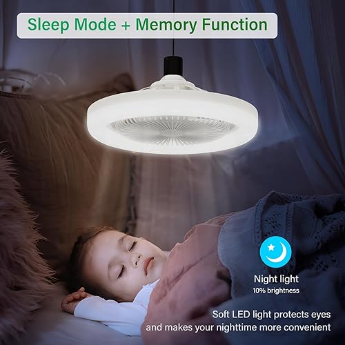 Miniatura 2 de Ventiladores de techo con luces y control remoto, luz de ventilador de techo de perfil bajo sin aspas, base E26 inalámbrica, para dormitorio, sala
