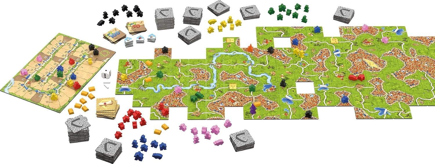 Asmodee Big Box Carcassonne Hans im Glück - Caja de iniciación - Juego básico y 11 Extensiones - Clásico Juego de Mesa para Familia a Partir de 7 años - Español | 7+ ans et plus - 2 à 6 jugadores - 45 à 60 minutos de jeu - Jeu de société - Jeu de strategi