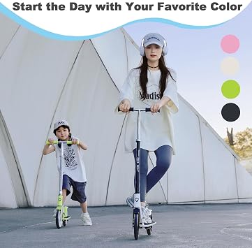Kick Scooter for Ages 6+,Kid, Teens & Adults, Foldable, Lightweight 8IN Big Wheel Scooters -Max Load 260 LBS, Height Adjustable, Bearing ABEC9