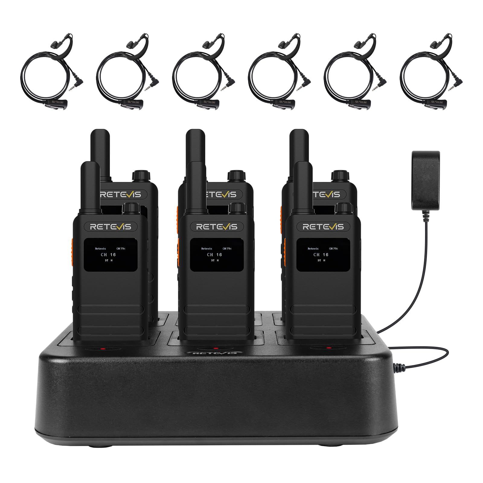 Retevis B63S Walkie Talkie for Adults LCD Screen Pocket Radio with 6-Way Charger, RT622 3.0, 15 mm Slim, VOX