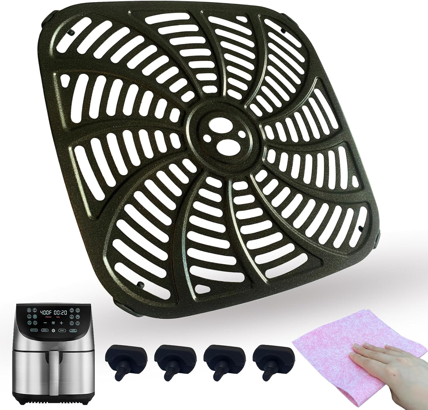 8QT Air Fryer Replacement Grill Pan for Gourmia GAF856 Air Fryers, Premium Grill Plate Crisper Plate Tray Grate Rack Grid Shelf for Gourmia 8 Quart Air Fryers, Dishwasher Safe, Nonstick 8QT Air Fryer Replacement Grill Pan for Gourmia GAF856 Air Fryers, Premium Grill Plate Crisper Plate Tray Grate Rack Grid Shelf for Gourmia 8 Quart Air Fryers, Dishwasher Safe, Nonstick