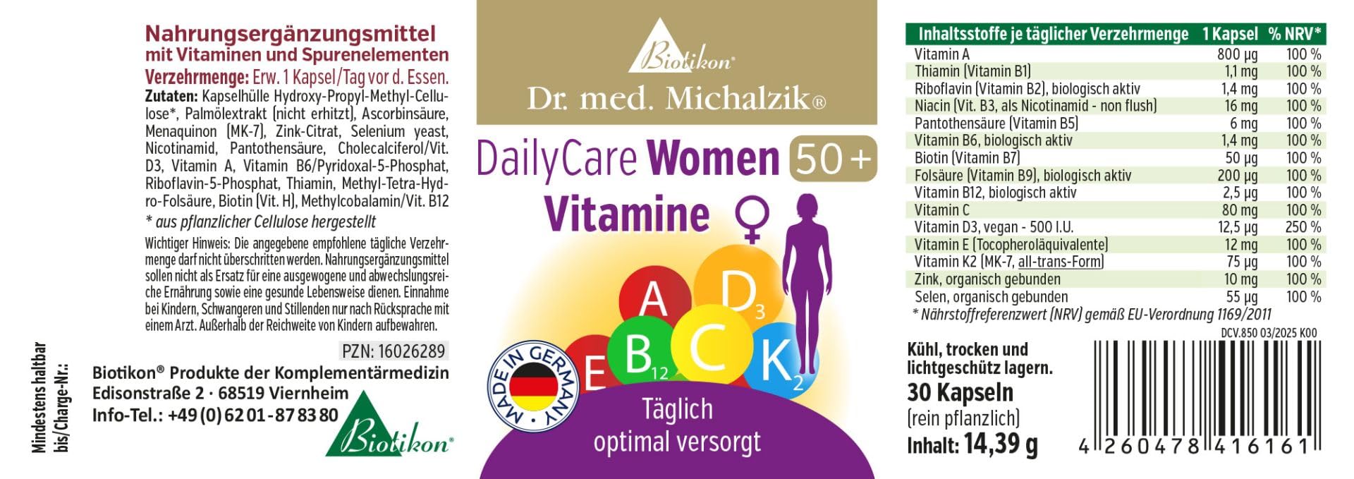 DailyCare Women 50+ Dr. Michalzik, 51 mg Resveratrol, 180 Kapseln | Mit Soja-Isoflavonen, Resveratrol, Curcuma und Traubenkernextrakt OPC • eigene deutsche Produktion • ohne Zusätze
