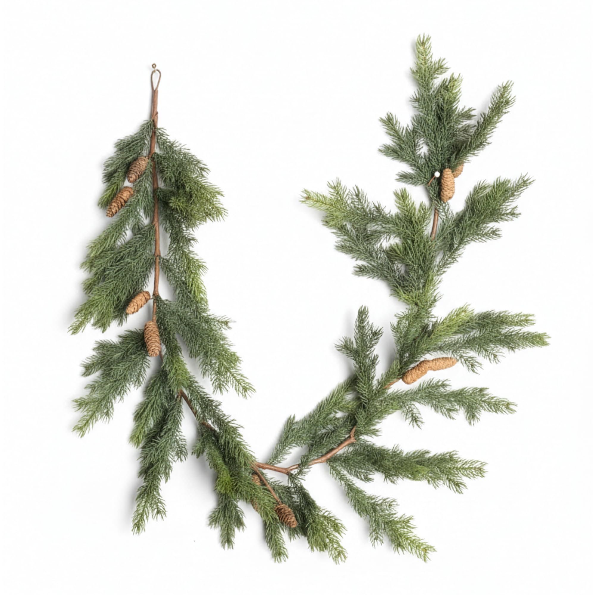 SHATCHI Fir Garland 180cm PE Material Real Garlands With Cones Touch Holiday Christmas Garlands Pine Cone Decor Garland Fire-Resistant Artificial Pine Decoration for Door & Xmas Display