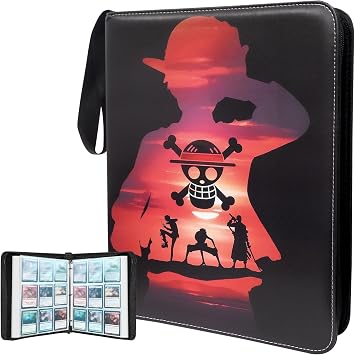 Trading Card Binder for One Piece Cards,9 Pocket with 60 Sleeves up to 1080 Cards One Piece TCG Card Binder,Waterproof Card Storage Book with Sleeves