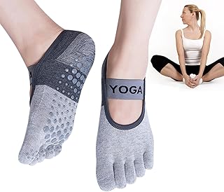 Meias Cinco Dedos Mulheres - Pilates Grip antiderrapantes com Grips - Meias invisíveis para ioga, balé, dança, fitness, ioga e pilates, meias femininas e masculinas Aferzov