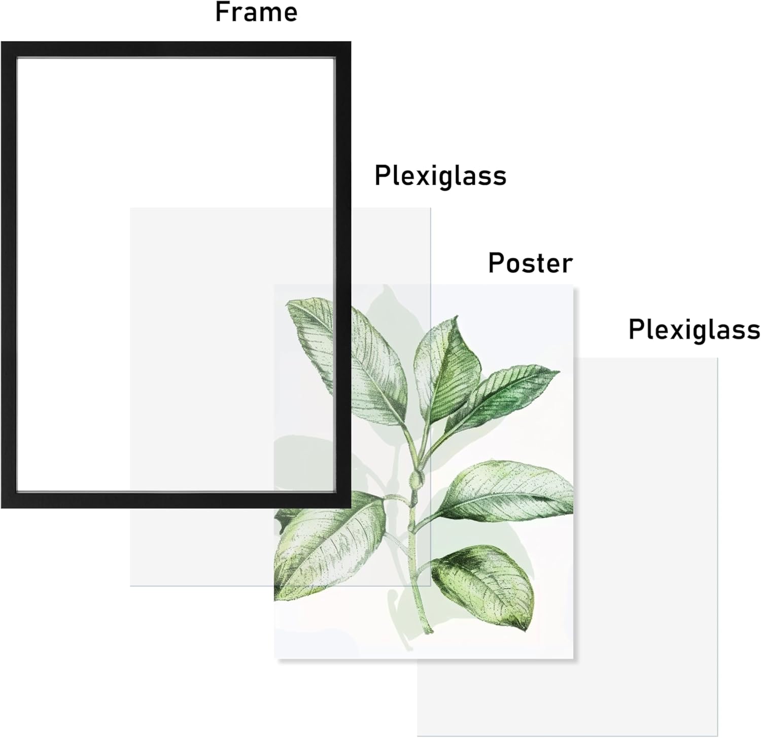 CORE ART 12x16 Floating Picture Frame Set of 2,Double Plexglass Floating Frame for 8x12,11x14 Pictures,Wall or Tabletop Display,Black