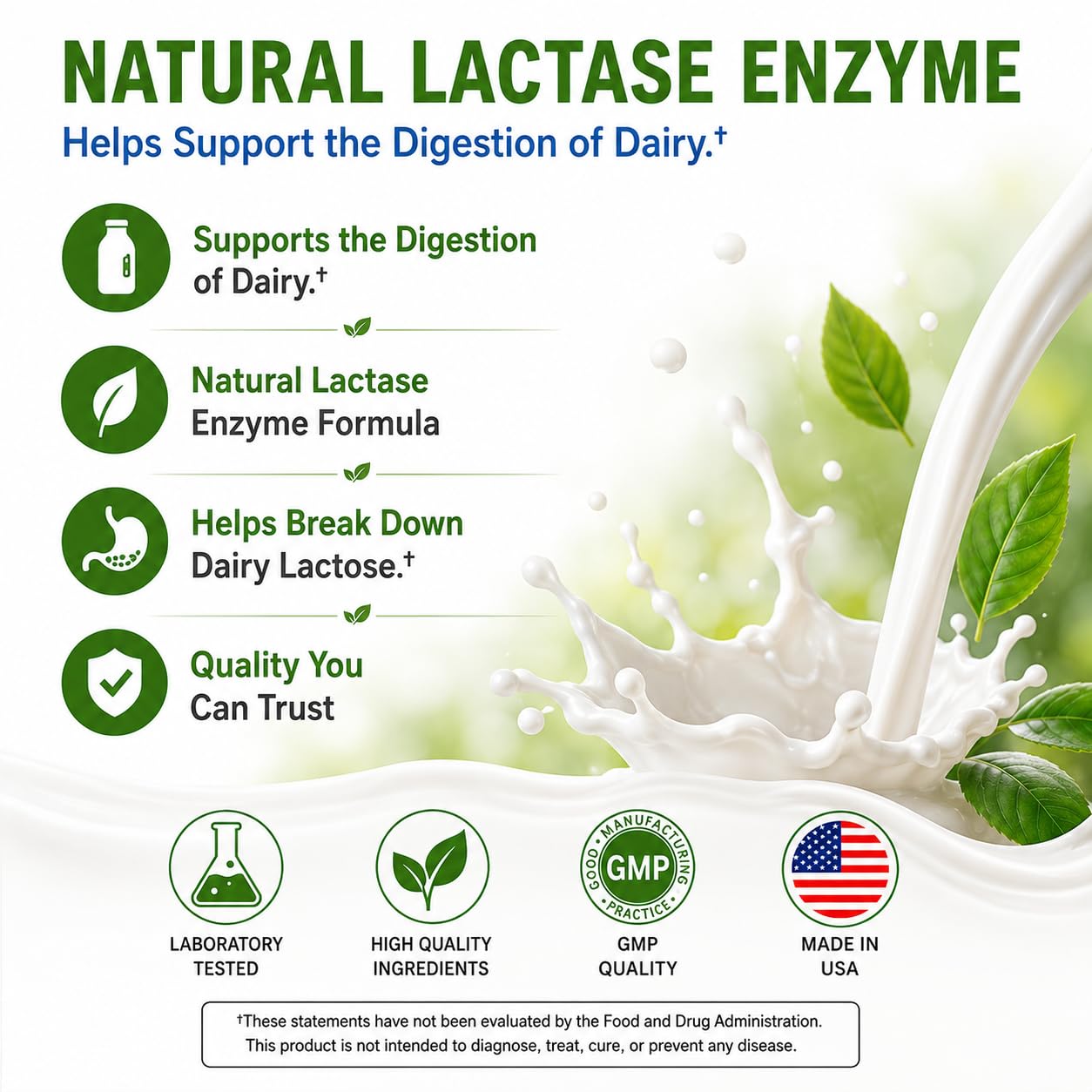 Brieofood Lactase Enzyme Pills - 3000 FCC ALU - 360 Tablets - 360 Servings - Non-GMO, Gluten Free — Amazon image 2