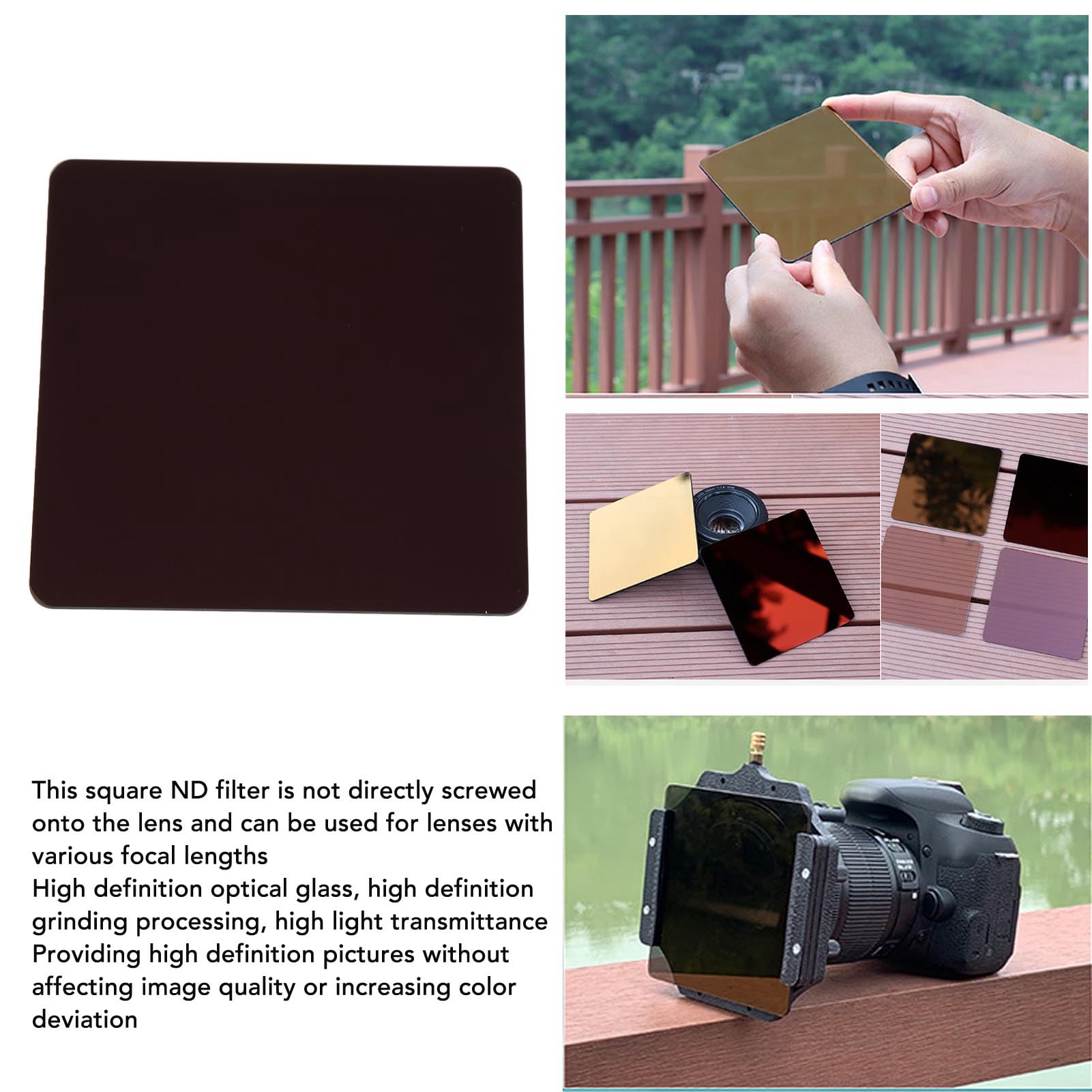 Filtro Nd Quadrato da 100x100mm, Filtro per Lenti Nd Grigio Neutro, HD Ultra Sottile, Filtro a densità Neutra di Rivestimento a più Strati per Fotografia di Spessore 2 Mm per