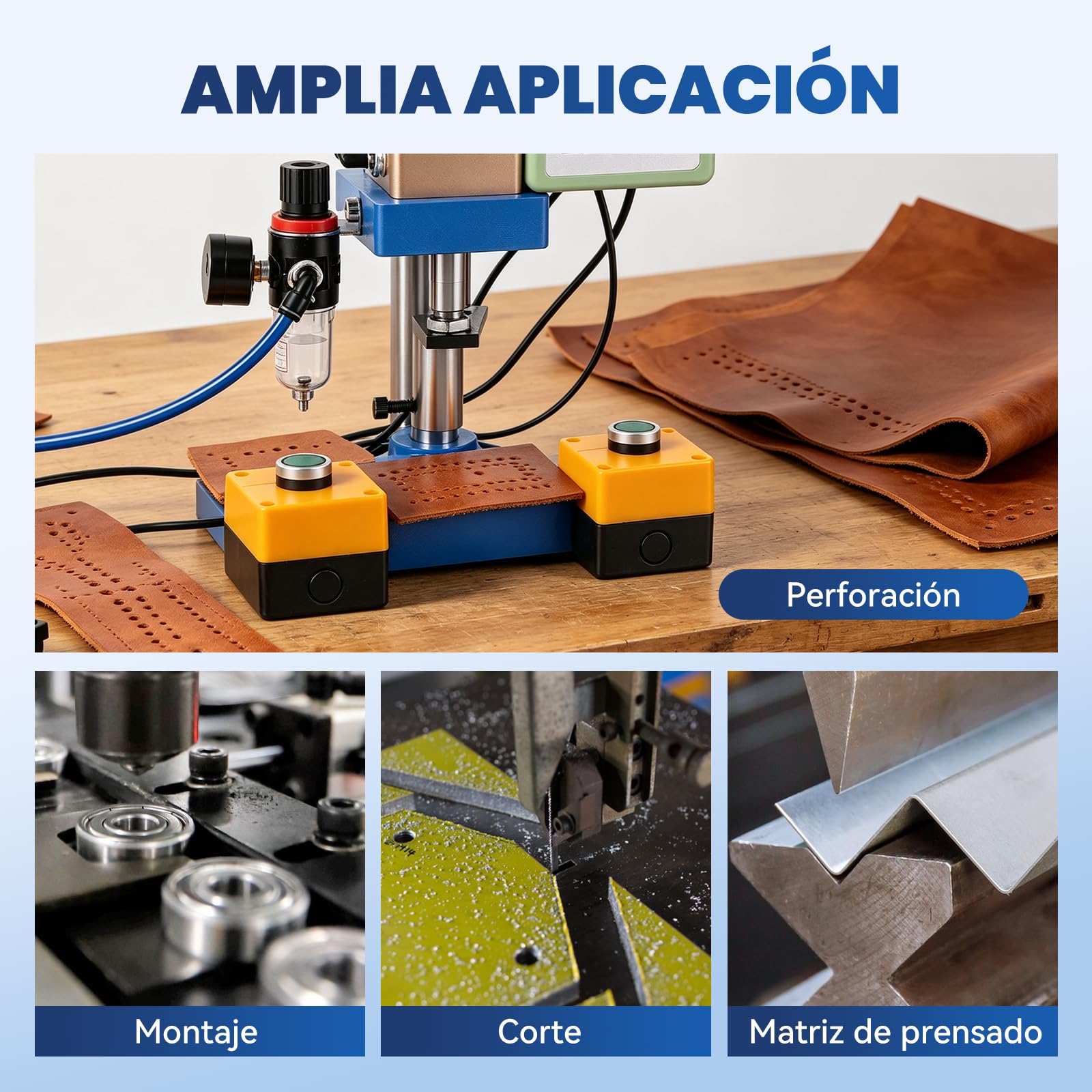 YUCHENGTECH Prensa Punzonadora Neumática con Controlador con Pantalla | Capacidad 200 kg,Un Solo Cilindro,Rango de Presión 0,7–0,8 MPa,Control Doble,Altura Ajustable,Múltiples Usos
