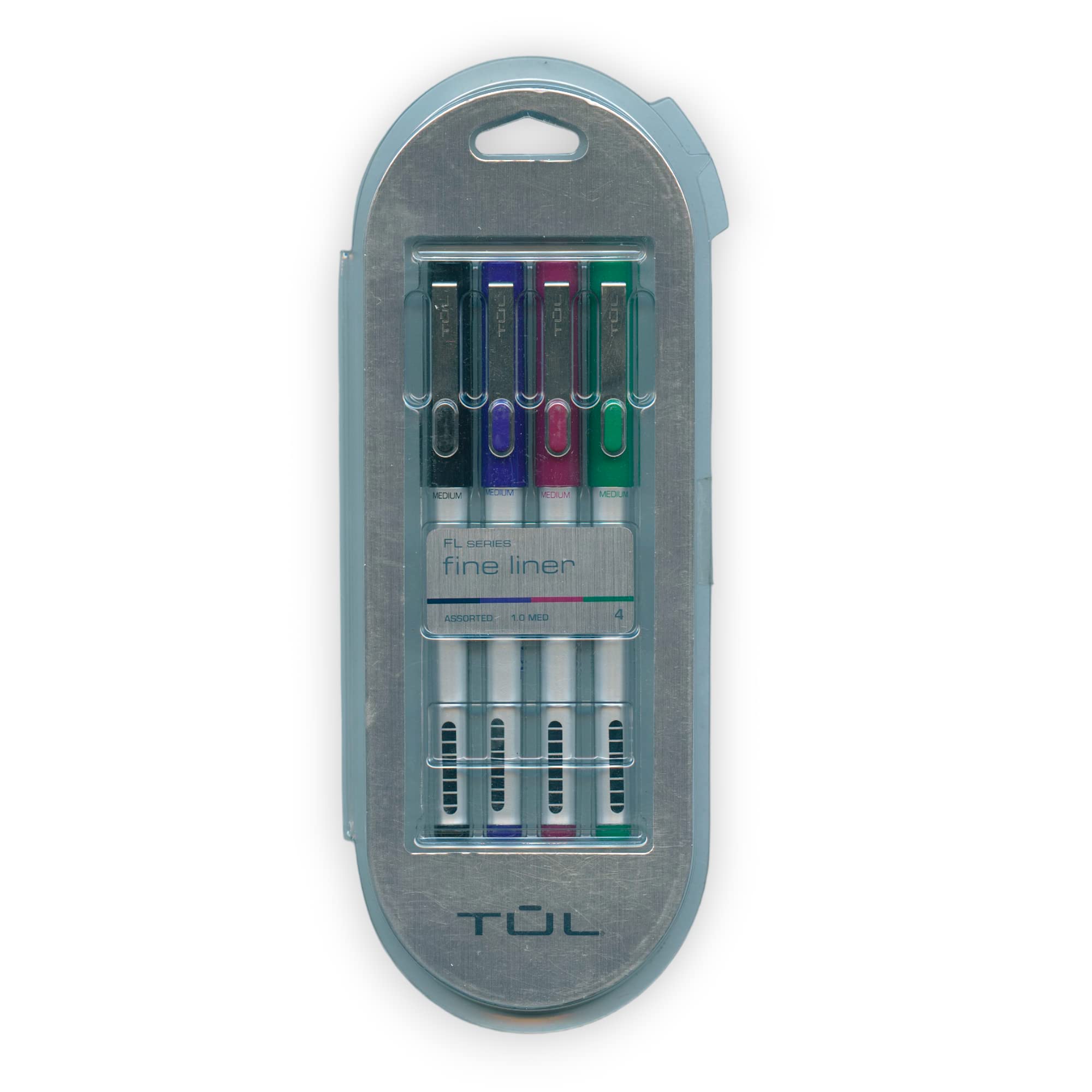 TUL Fine Liner Felt-Tip Assorted Pens, 1.0 mm, Medium Black, Blue, Violet, Green - 4 Pack
