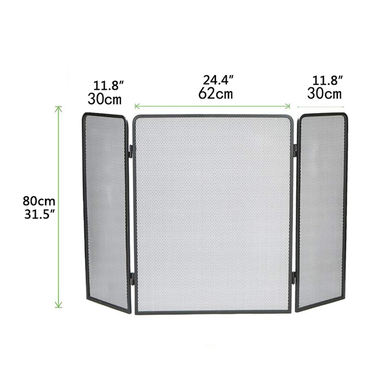 Schermi per Caminetti di Guardia Stile classico in metallo a 3 pannello Schermo in metallo nero Nero Metal Mesh Spark Guard Cover Cover Camino Accessori 31.5 "x 48" Accessori per Caminetti in Rete Dec