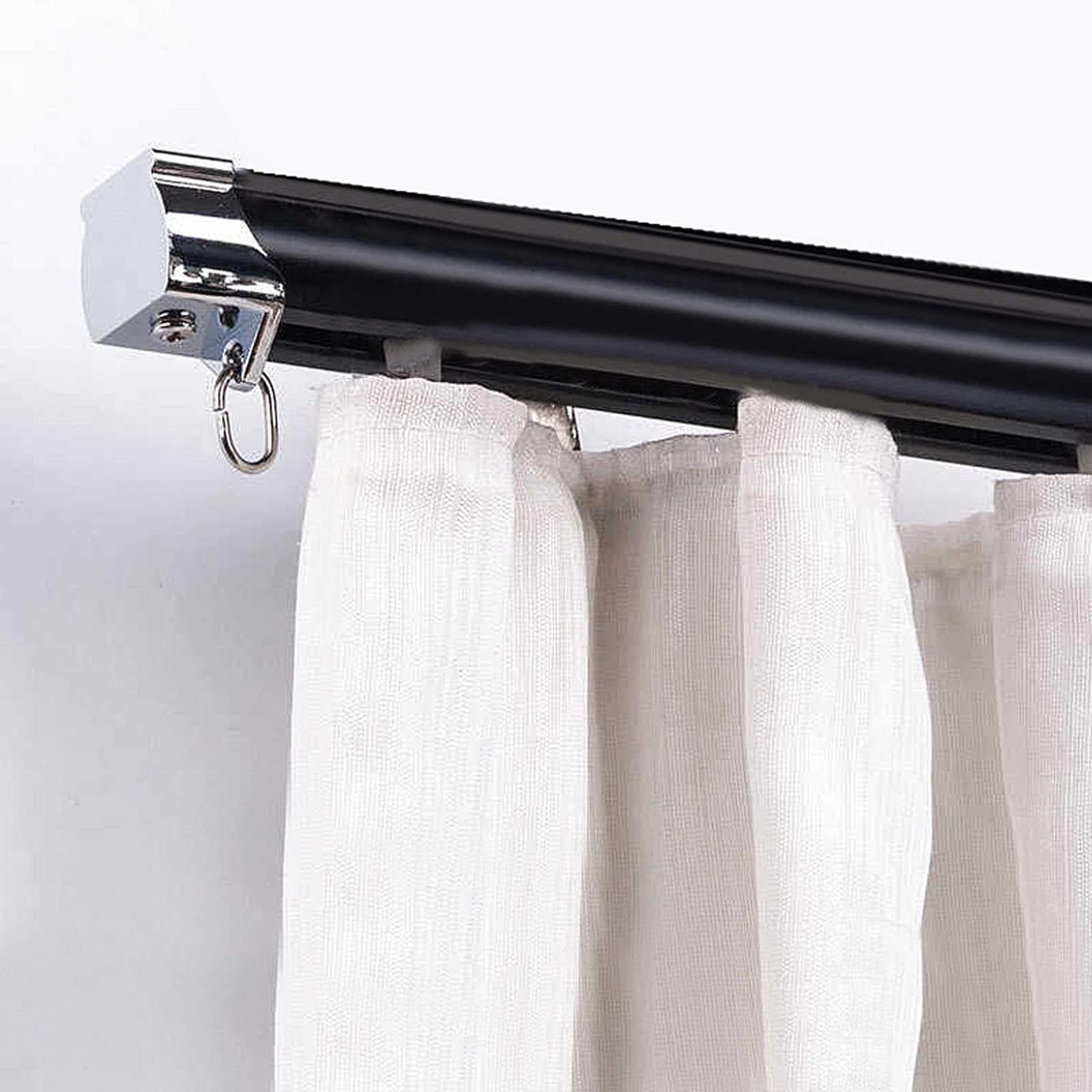 Rail de Rideau en Aluminium Rail de Rideau Lourd Cloisonné Rail de Plafond Kit Rail Silencieuse pour Rideaux pour Chambre(White-Side,300cm(2 * 150cm))