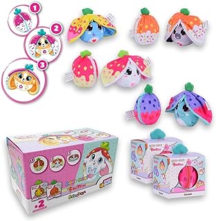 Sbabam Funny Box Doki Fruit Plush Toy, Children's Games from Kiosk, Reversible Plush Animals for Girls Gift, Pack of 2 - Soft Plush Rabbit in the Shape of Fruits, Collector's Toy