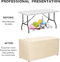 Vista 5 de PLOYMONO - Juego de 2 manteles ajustables, mantel de longitud hasta el suelo para mesa rectangular de 4 pies (122x61 cm) de poliéster, ideal