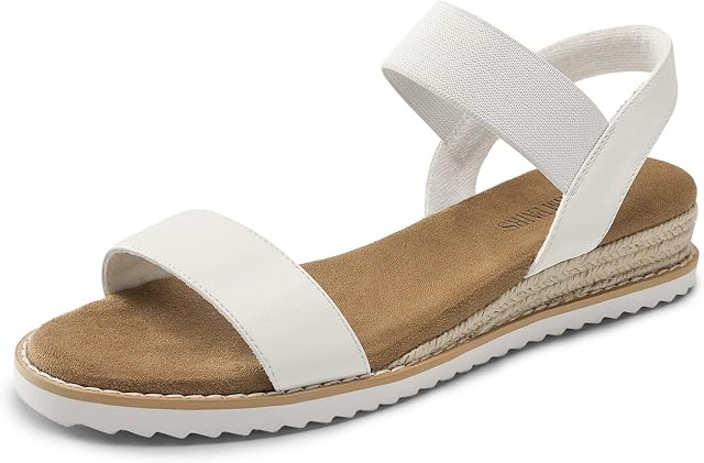 DREAM PAIRS Femmes Plats Arêtes Sandales Espadrilles Sandales Robe Sandales Ouverte Aiguilles Stress Élastique